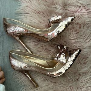 Valentino Rose Gold Bow Accents & PVC Bridal pumpls